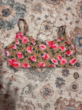 aerie Floral Sports Bra, bralette, athletic top medium